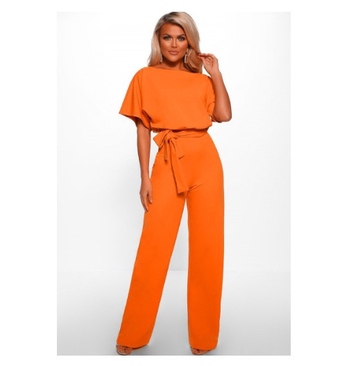 Κομψή γυναικεία ολόσωμη φόρμα με  κοντό μανίκι σε διάφορα χρώματα