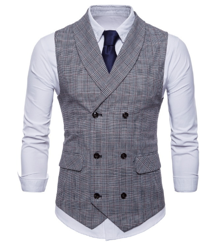 Ανδρικό casual καρό γιλέκο με λαιμόκοψη