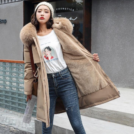 Pikk naiste talvejope sulevoodri ja kapuutsiga