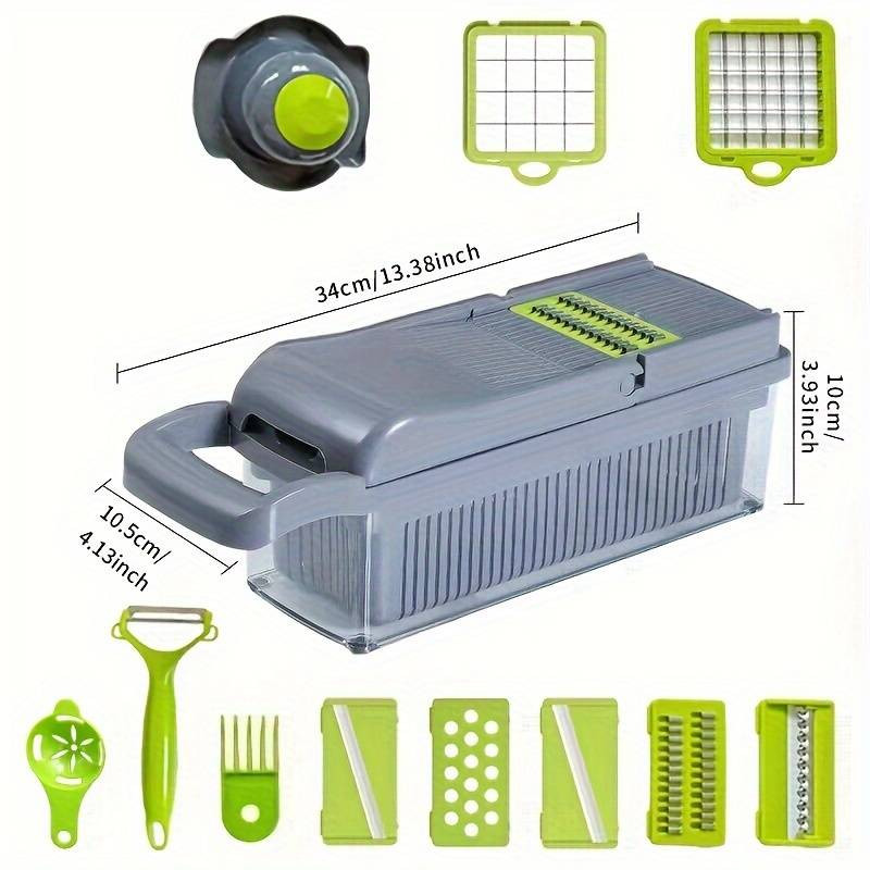Daržovių pjaustyklė Vaisių pjaustyklė Smulkintuvas Morkų trintuvas 9 viename Įtaisai Pjaustyklė Skustukas Drenažo krepšelis Virtuvės priedai Įrankis