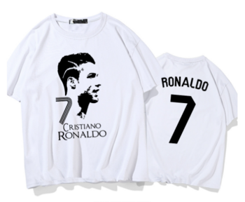 Фен тениски на кралския клуб Реал Мадрид и неговите звезди Роналдо, Гарет Бейл и Родригес