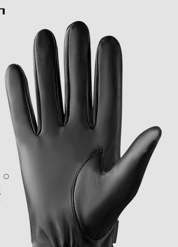 Ανδρικά έκο δερμάτινα γάντια σε μαύρο χρώμα