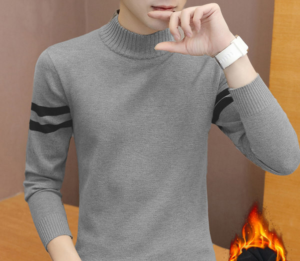 Ανδρικό πουλόβερ φθινοπώρου-χειμώνα με γιακά και φόδρα 