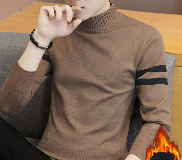 Ανδρικό πουλόβερ φθινοπώρου-χειμώνα με γιακά και φόδρα 