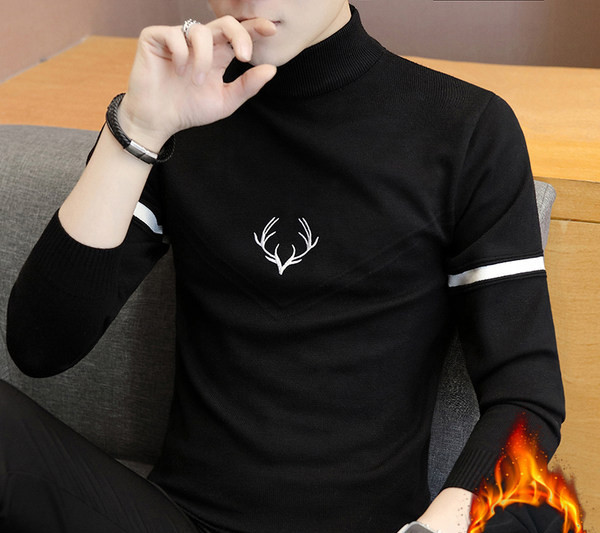 Ανδρικό πουλόβερ φθινοπώρου-χειμώνα με γιακά και φόδρα 