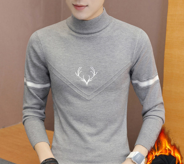 Ανδρικό πουλόβερ φθινοπώρου-χειμώνα με γιακά και φόδρα 