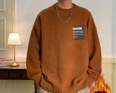 Plats vīriešu džemperis ar ovālu kakla izgriezumu