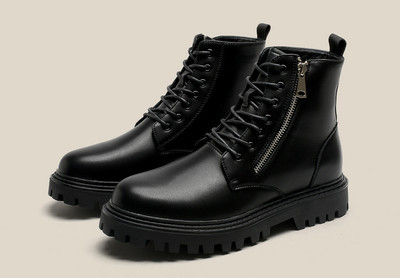 Ανδρικές μπότες casual με φερμουάρ με κορδόνια