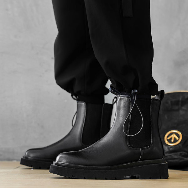 Jauna modeļa ādas vīriešu zābaki melnā krāsā