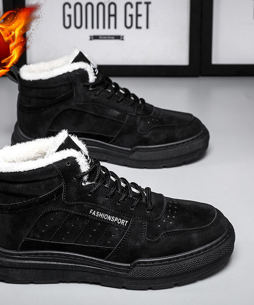 Muške čizme od eko brušene kože s toplom postavom