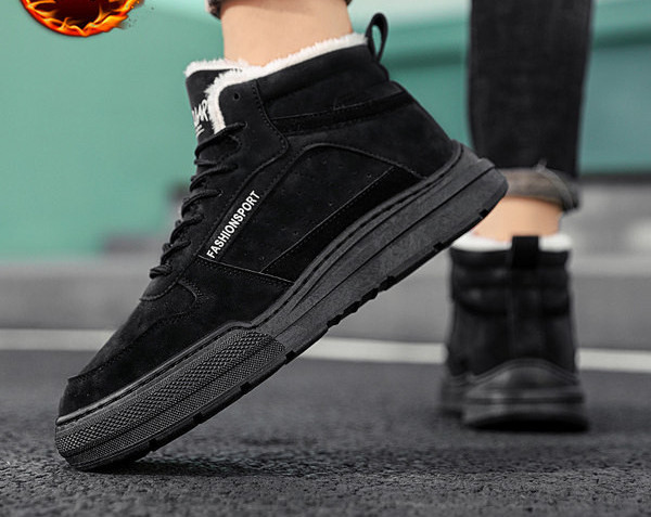 Muške čizme od eko brušene kože s toplom postavom