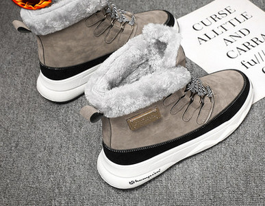 Moderne zimske muške čizme s toplom postavom, vezicama i logom