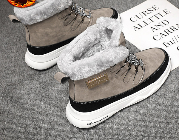 Moderne zimske muške čizme s toplom postavom, vezicama i logom