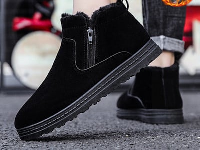 Muške čizme od brušene kože s patentnim zatvaračem i toplom postavom