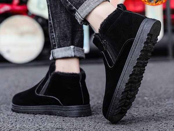 Muške čizme od brušene kože s patentnim zatvaračem i toplom postavom