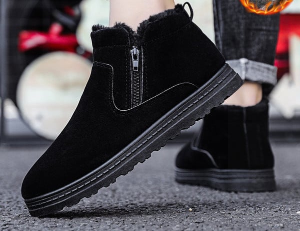 Muške čizme od brušene kože s patentnim zatvaračem i toplom postavom