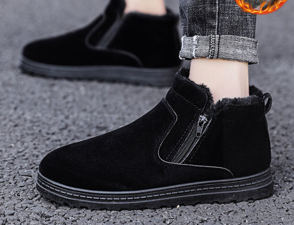 Muške čizme od brušene kože s patentnim zatvaračem i toplom postavom