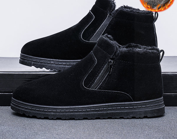 Muške čizme od brušene kože s patentnim zatvaračem i toplom postavom