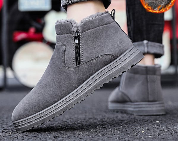 Muške čizme od brušene kože s patentnim zatvaračem i toplom postavom