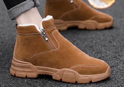 Ανδρικές οικολογικές σουέτ μπότες με φερμουάρ και ζεστή φόδρα