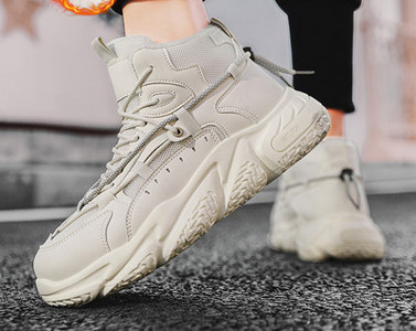 Muške zimske cipele od eko kože sa grubim đonom i vezicama