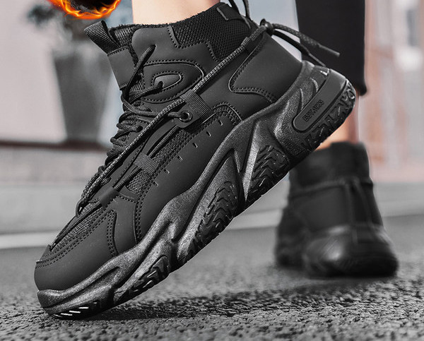 Muške zimske cipele od eko kože sa grubim đonom i vezicama