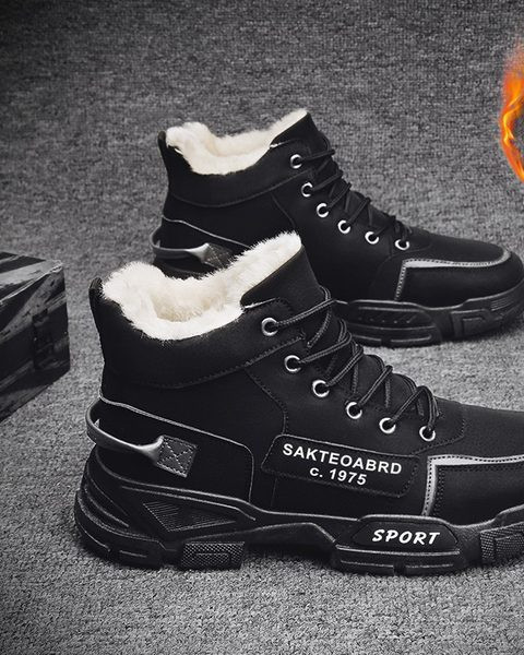 Χειμερινά ανδρικά παπούτσια με ζεστή φόδρα και επιγραφή