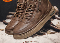 Eco bőr téli cipő meleg béléssel és lapos talppal férfiaknak