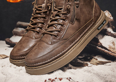 Eco bőr téli cipő meleg béléssel és lapos talppal férfiaknak