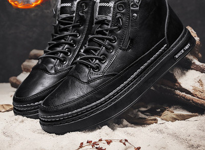 Eco bőr téli cipő meleg béléssel és lapos talppal férfiaknak