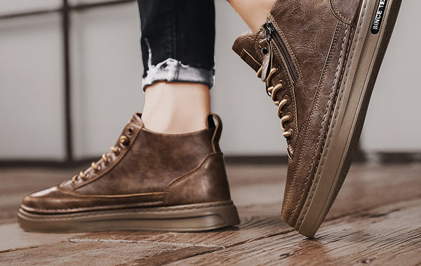 Eco bőr téli cipő meleg béléssel és lapos talppal férfiaknak