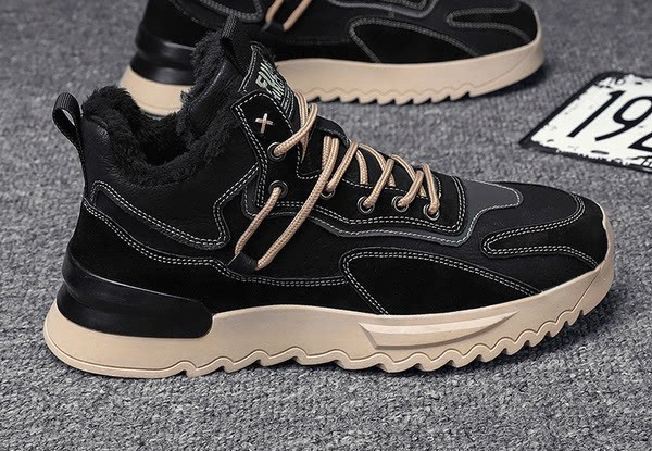 Ανδρικά χειμερινά παπούτσια - με επίπεδη σόλα και κορδόνια