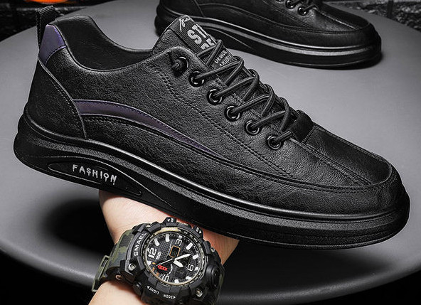 Έκο δερμάτινα ανδρικά αθλητικά παπούτσια με επιγραφή