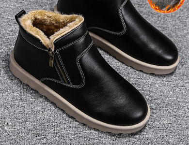 Χειμερινές ανδρικές μπότες με φόδρα - μαύρο και γκρι χρώμα