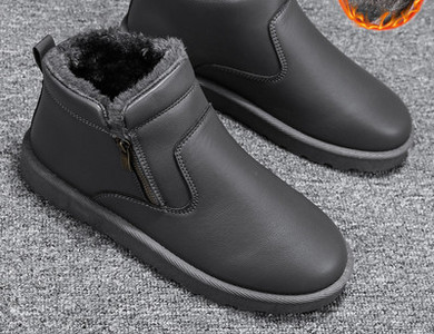 Χειμερινές ανδρικές μπότες με φόδρα - μαύρο και γκρι χρώμα