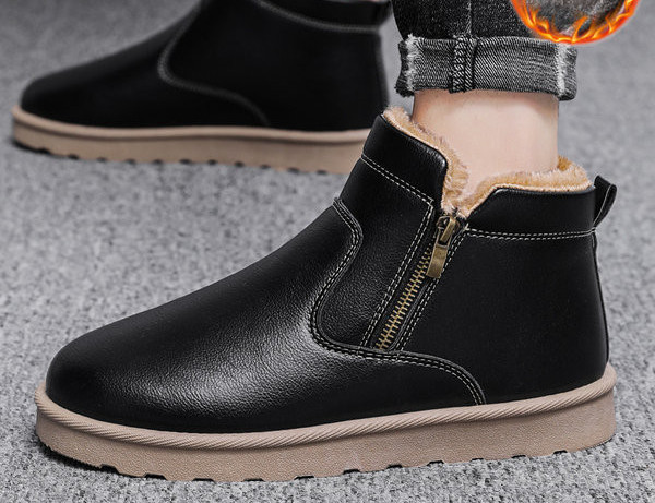 Χειμερινές ανδρικές μπότες με φόδρα - μαύρο και γκρι χρώμα
