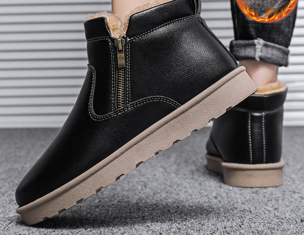 Χειμερινές ανδρικές μπότες με φόδρα - μαύρο και γκρι χρώμα