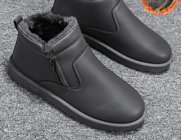 Χειμερινές ανδρικές μπότες με φόδρα - μαύρο και γκρι χρώμα