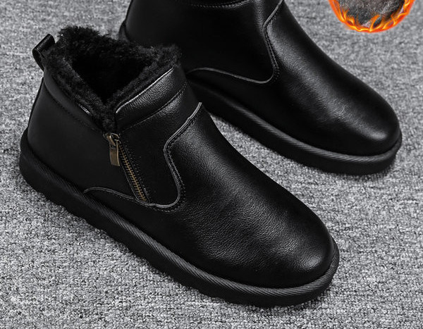 Χειμερινές ανδρικές μπότες με φόδρα - μαύρο και γκρι χρώμα