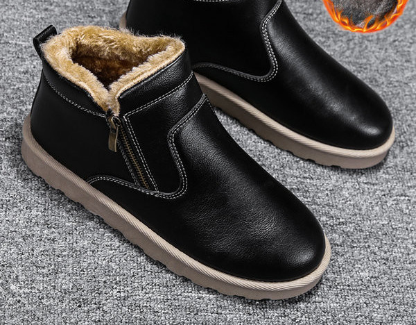 Χειμερινές ανδρικές μπότες με φόδρα - μαύρο και γκρι χρώμα