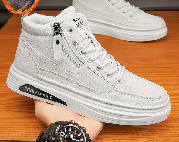 Χειμερινά ανδρικά sneakers με φόδρα και φερμουάρ και κορδόνια