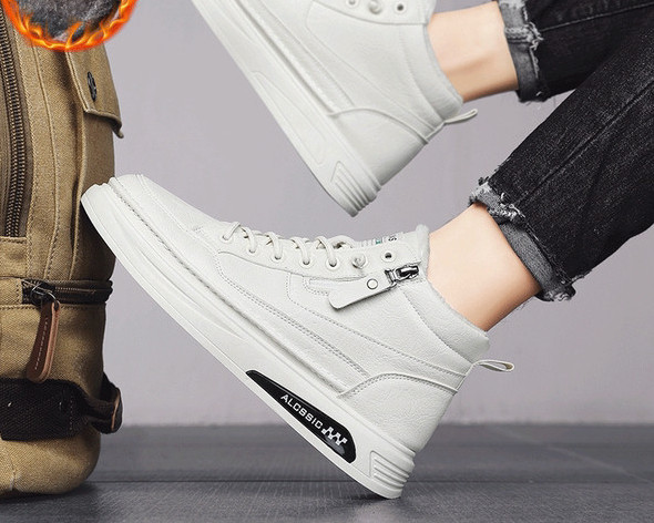 Χειμερινά ανδρικά sneakers με φόδρα και φερμουάρ και κορδόνια