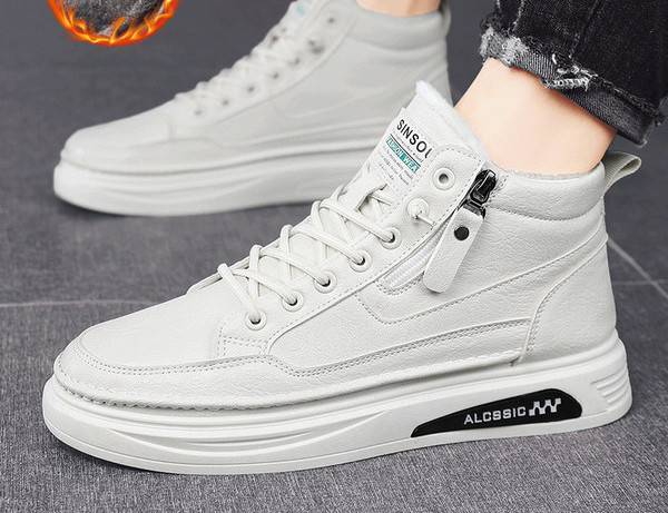 Χειμερινά ανδρικά sneakers με φόδρα και φερμουάρ και κορδόνια