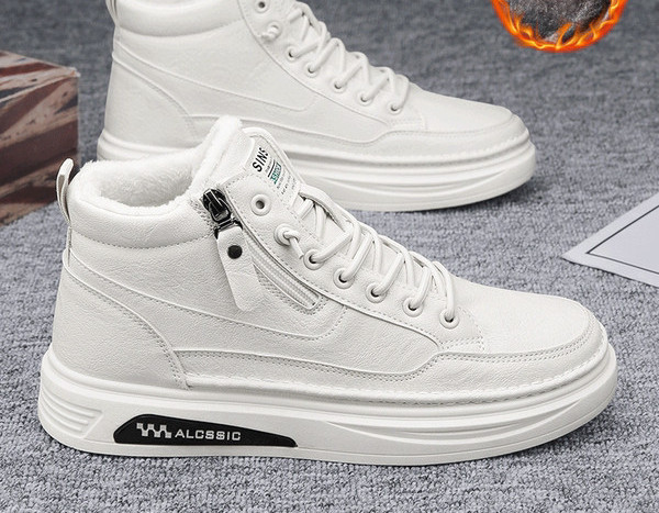 Χειμερινά ανδρικά sneakers με φόδρα και φερμουάρ και κορδόνια