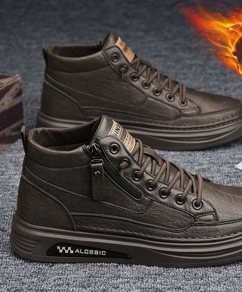 Vīriešu ādas apavi ar rāvējslēdzēju un šņorēm jauns modelis