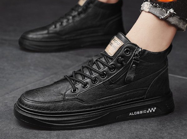 Vīriešu ādas apavi ar rāvējslēdzēju un šņorēm jauns modelis