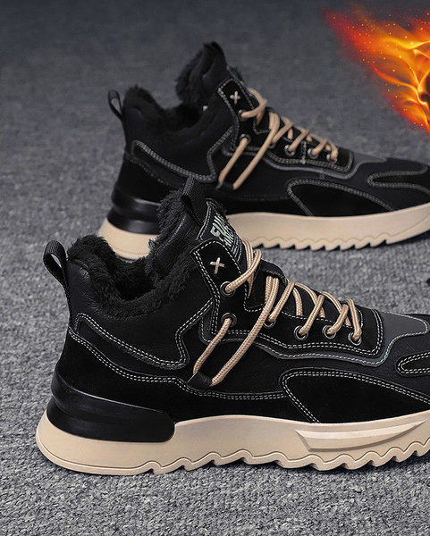 Muške zimske cipele s toplom postavom i visokim potplatom