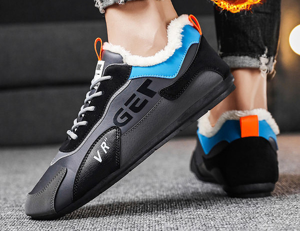 Ziemas vīriešu apavi no eko ādas ar plakanu zoli