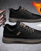 Ανδρικά χειμερινά παπούτσια με επίπεδη σόλα και επιγραφή - οικολογικό δέρμα