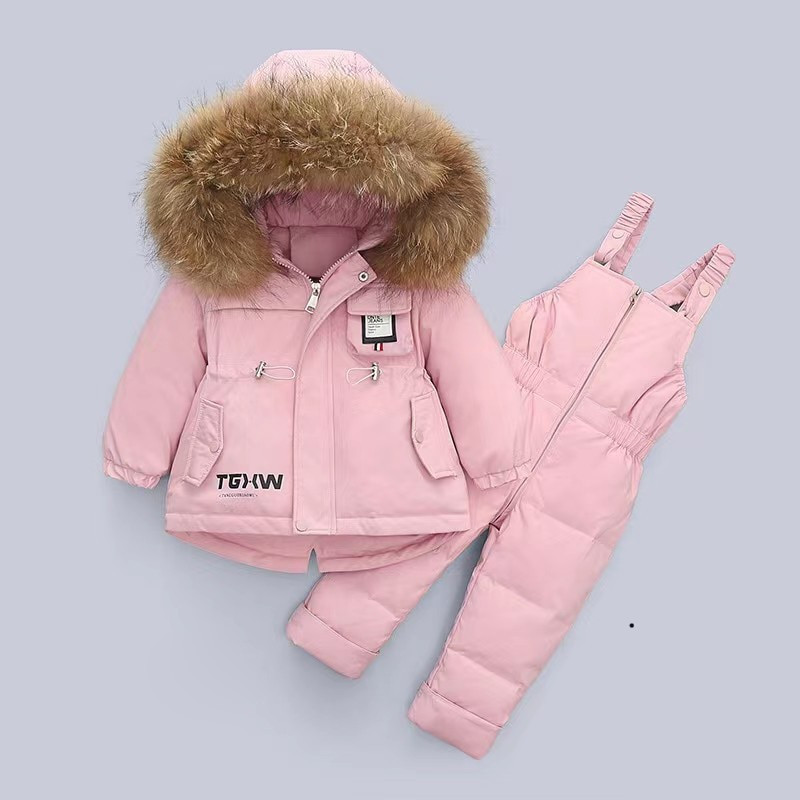 Dječja zimska puhasta jakna Komplet odjeće za djevojčice i dječake Snježno odijelo s debelim toplim krznom Dječji kombinezon Gornja odjeća Kombinezoni Kaputi za malu djecu
